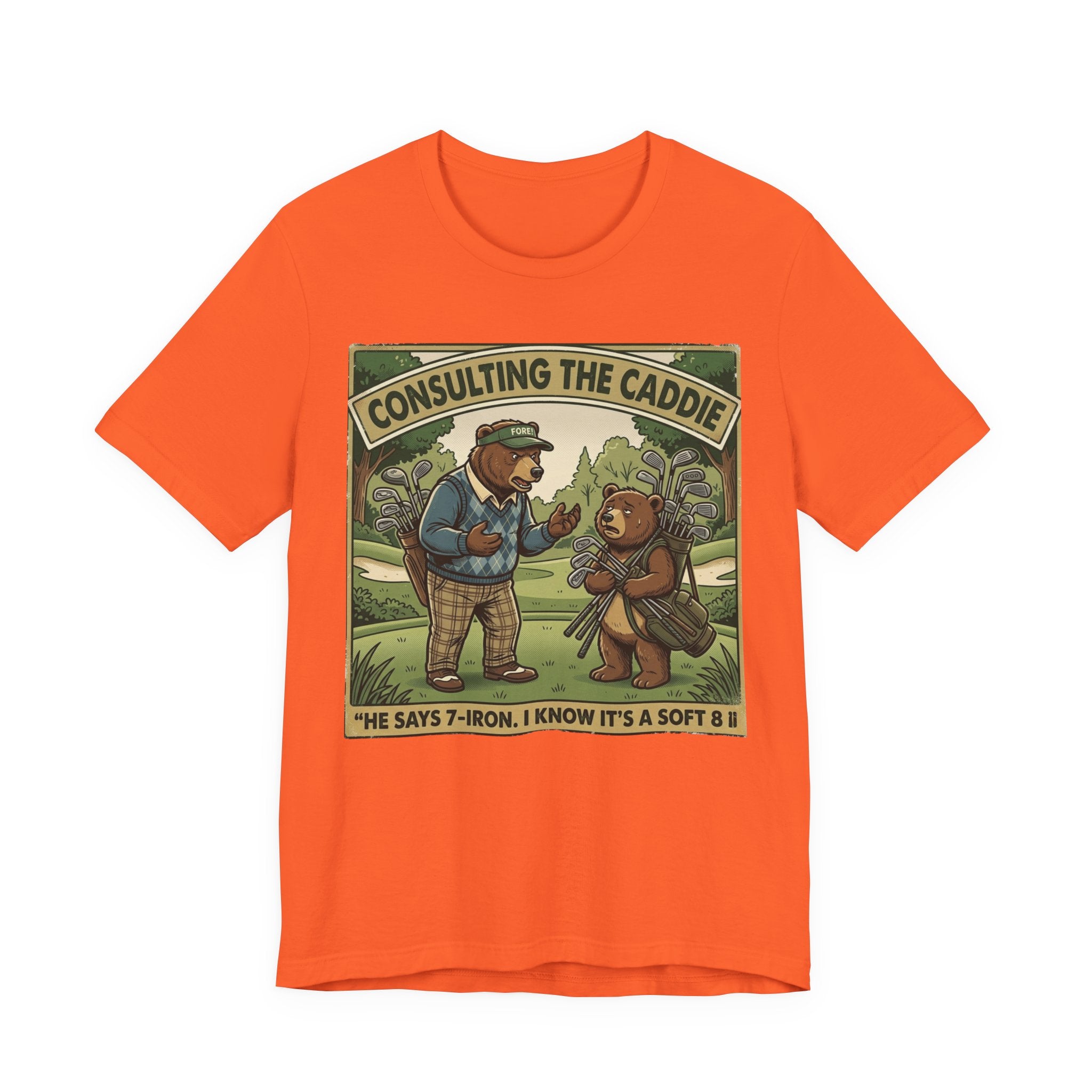 Consulting the Caddie Funny Golf T-Shirt | Golf Club Selection Humor | Golfer Gift Tee