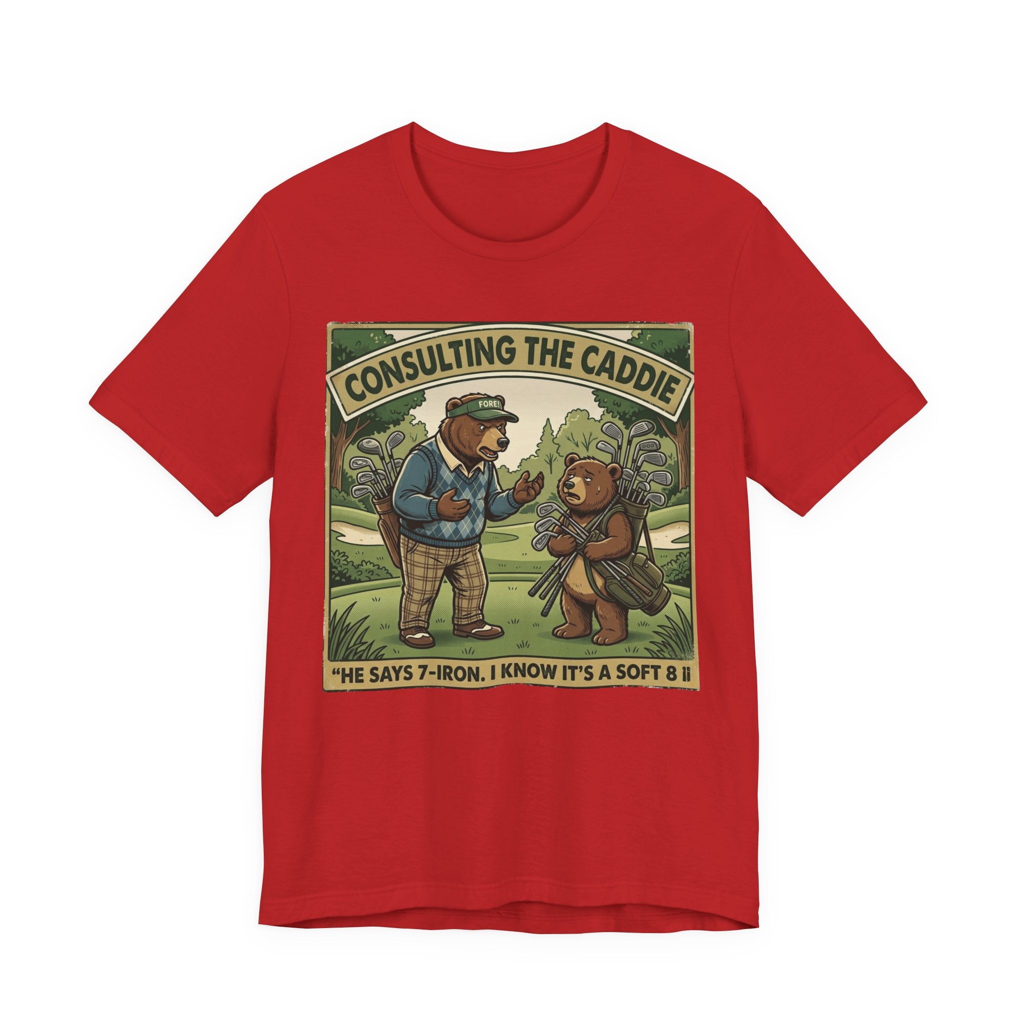 Consulting the Caddie Funny Golf T-Shirt | Golf Club Selection Humor | Golfer Gift Tee