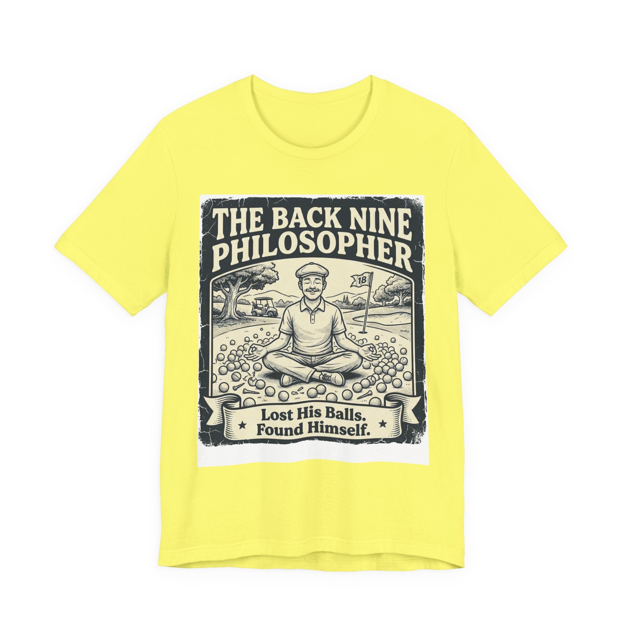 The Back Nine Philosopher Golf T-Shirt | Lost His Balls. Found Himself. | Wild Green Golf