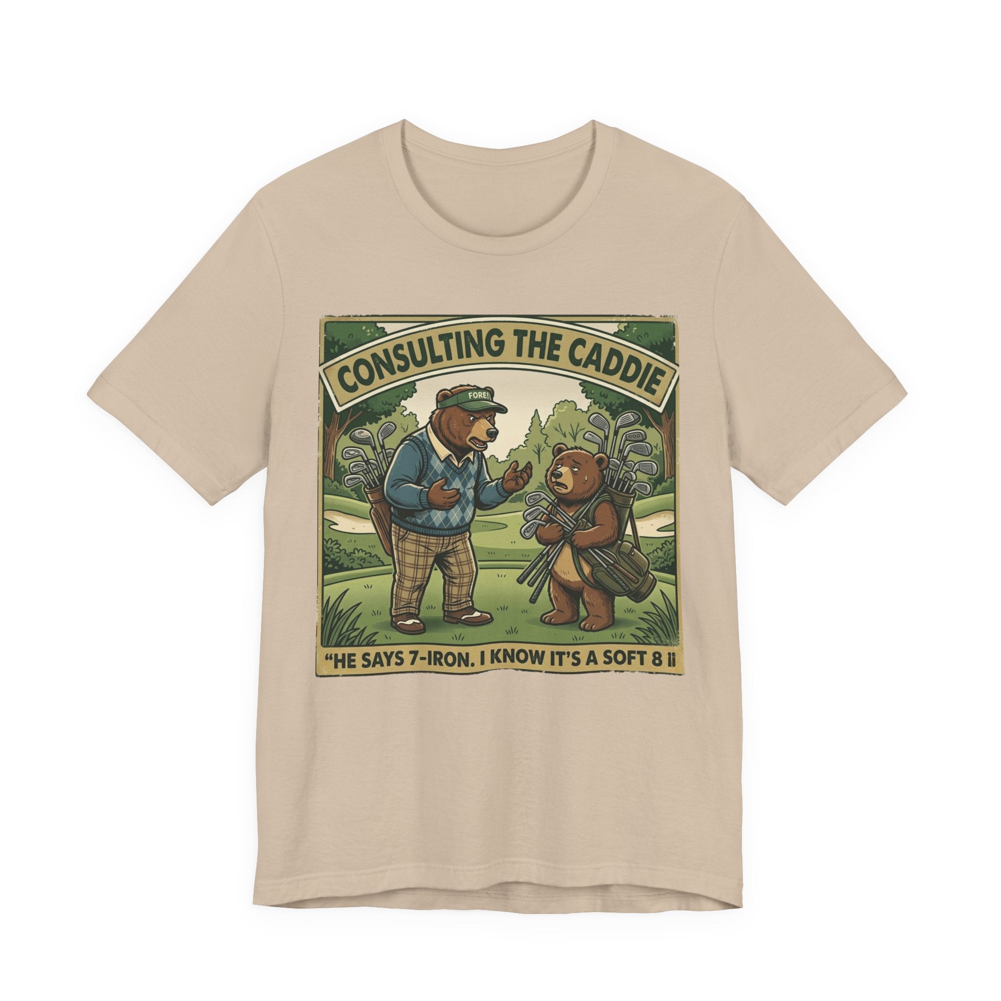Consulting the Caddie Funny Golf T-Shirt | Golf Club Selection Humor | Golfer Gift Tee