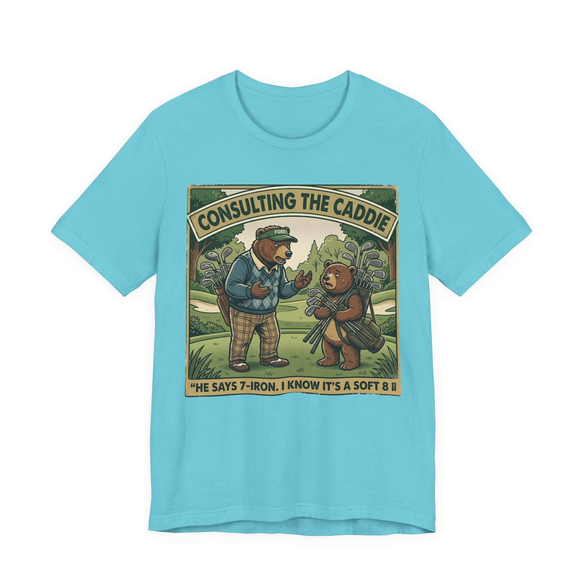 Consulting the Caddie Funny Golf T-Shirt | Golf Club Selection Humor | Golfer Gift Tee