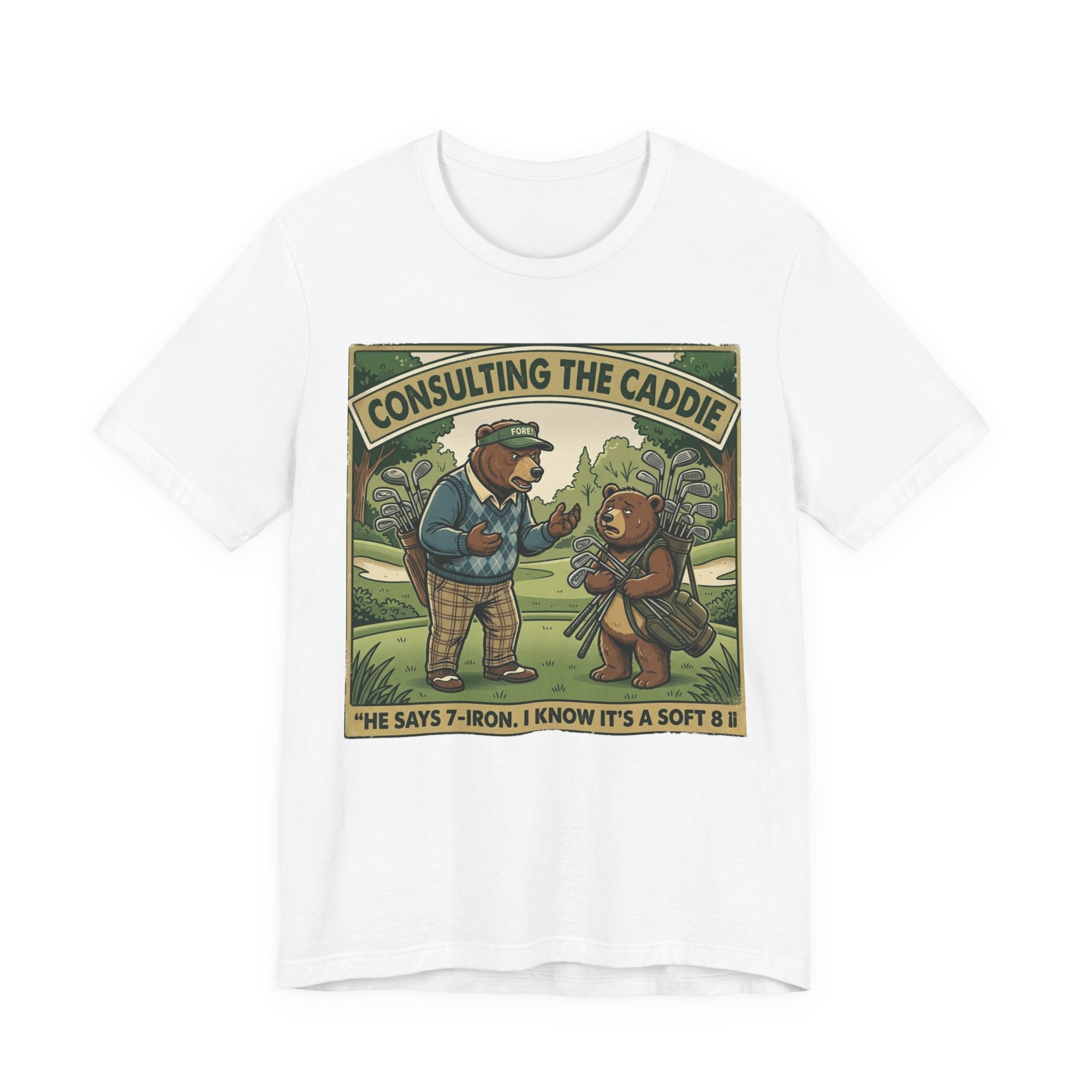 Consulting the Caddie Funny Golf T-Shirt | Golf Club Selection Humor | Golfer Gift Tee