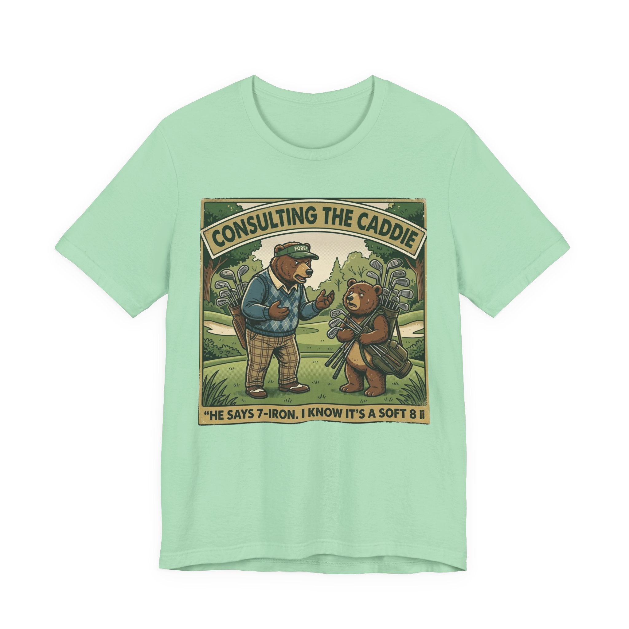 Consulting the Caddie Funny Golf T-Shirt | Golf Club Selection Humor | Golfer Gift Tee